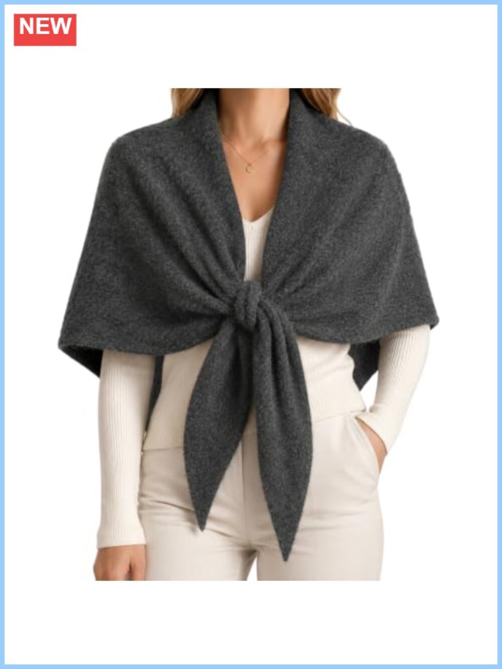 Soft Knit Triangle Shawl Wrap Cape Scarf Cardigan